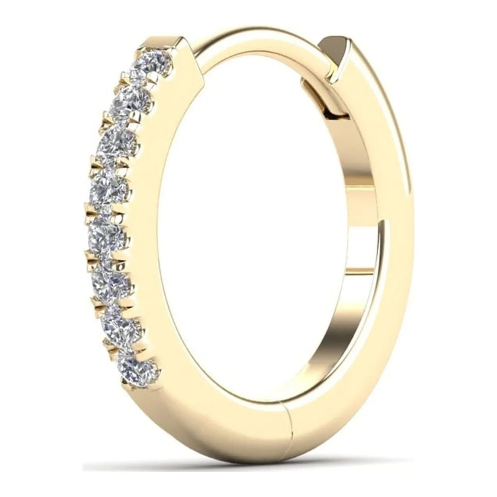 14K Solid Gold Diamond Hoop Earring W92342