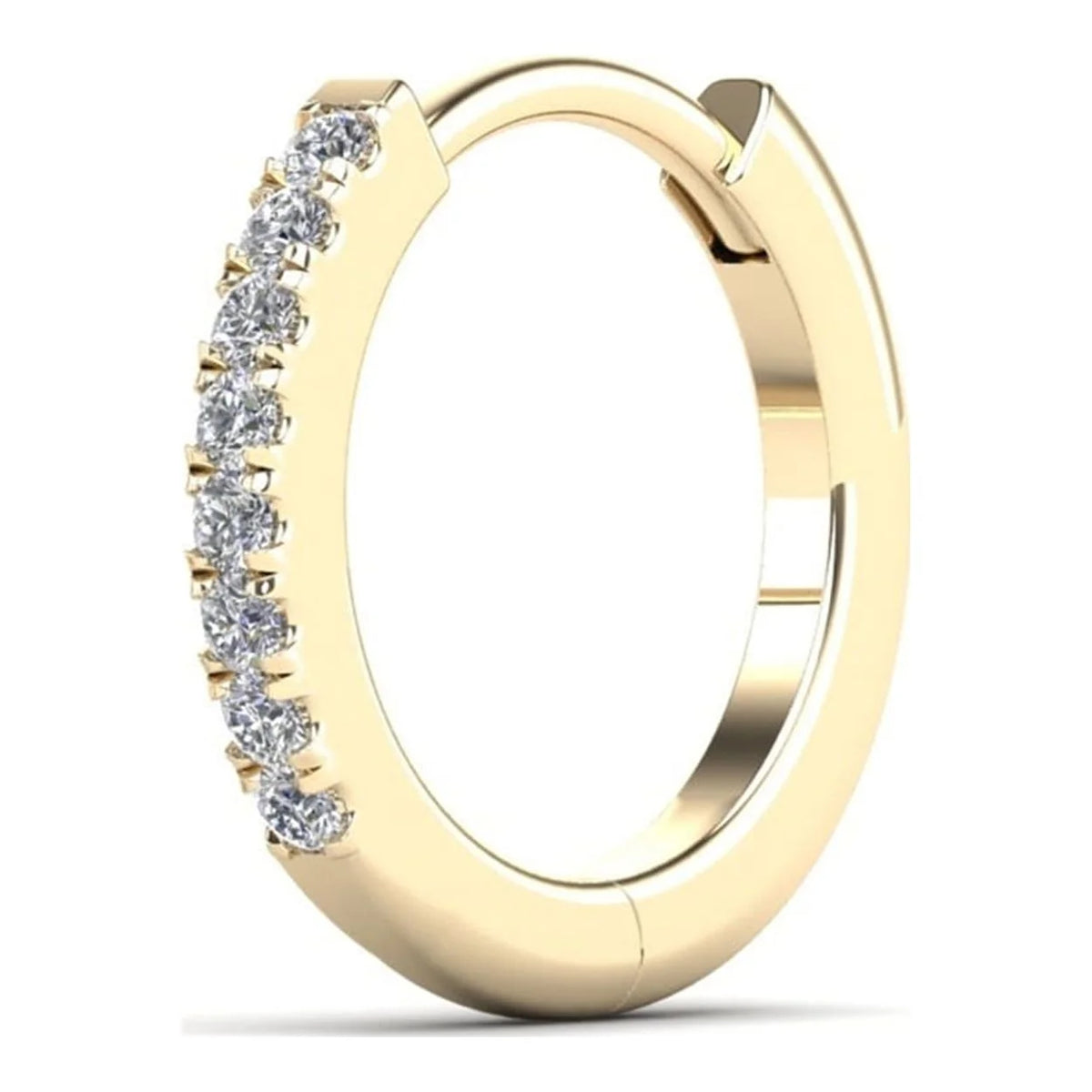 14K Solid Gold Diamond Hoop Earring W92342