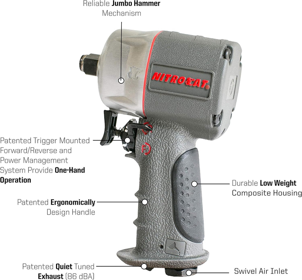 3/8-Inch Nitrocat Composite Compact Impact Wrench 750 ft-lbs I361
