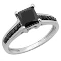 14K White Gold Black Diamond Engagement Ring, Size 7 Q20639
