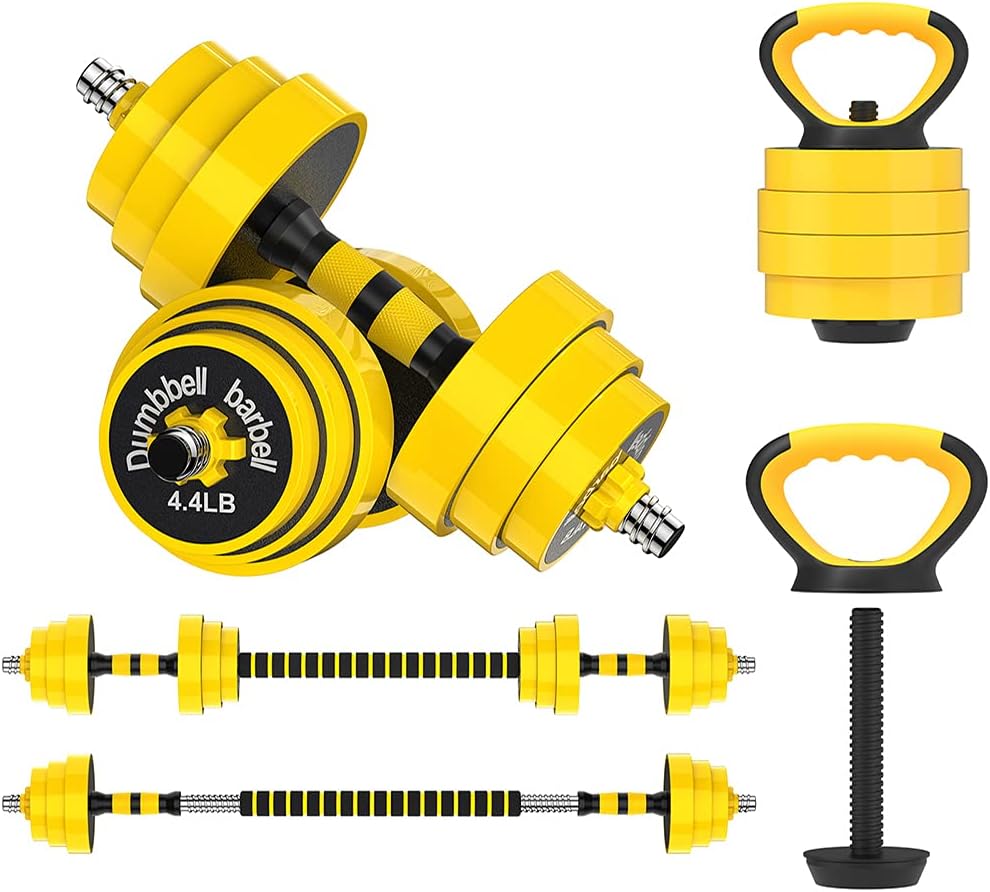 Adjustable 3-in-1 Dumbbell Barbell Kettlebell Set, Non-Slip, Pack of 2 U138