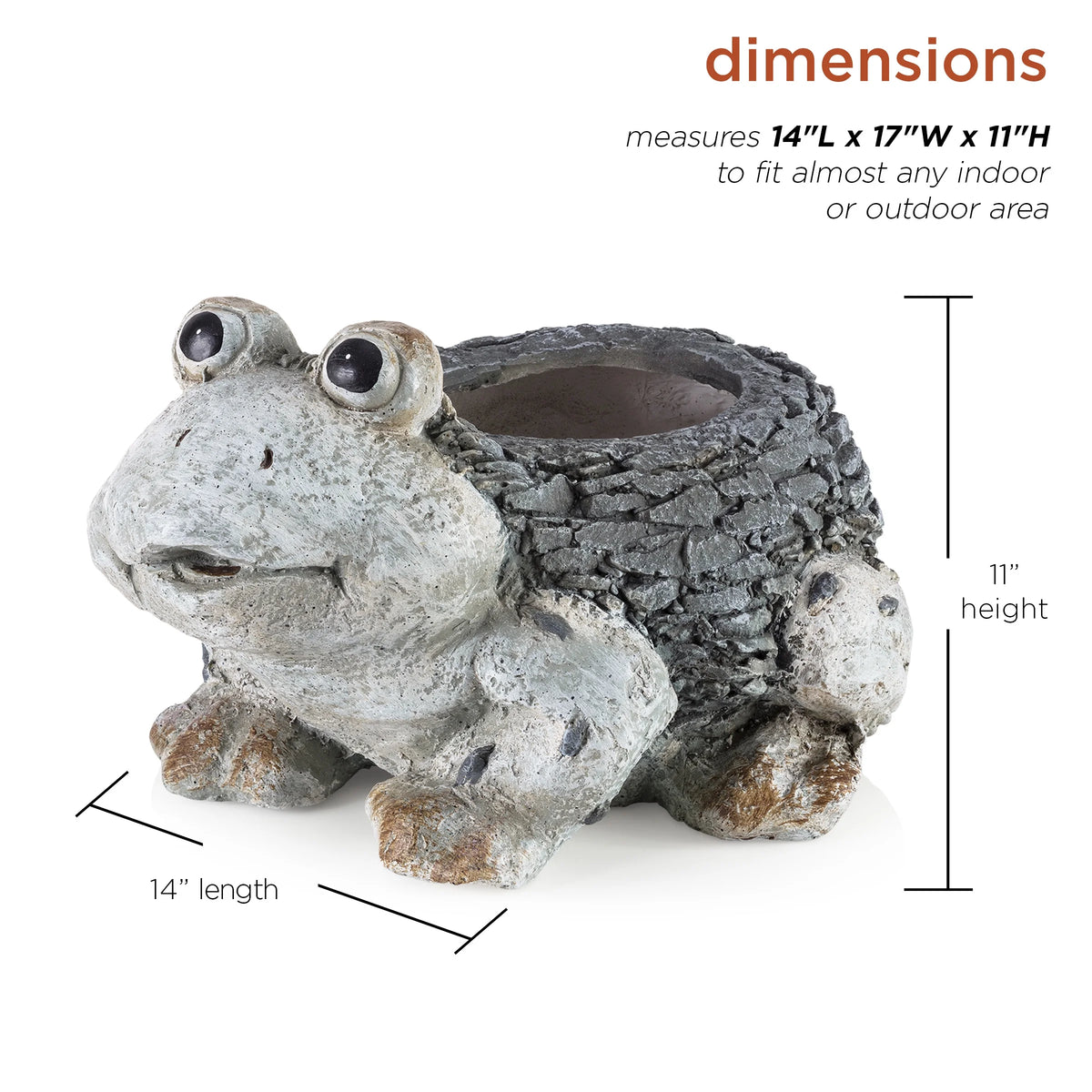 Ceramic Frog Planter, Gray E394699