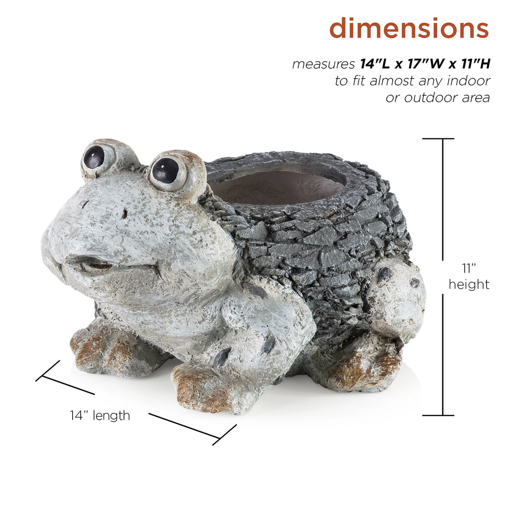 Ceramic Frog Planter, Gray Y589835