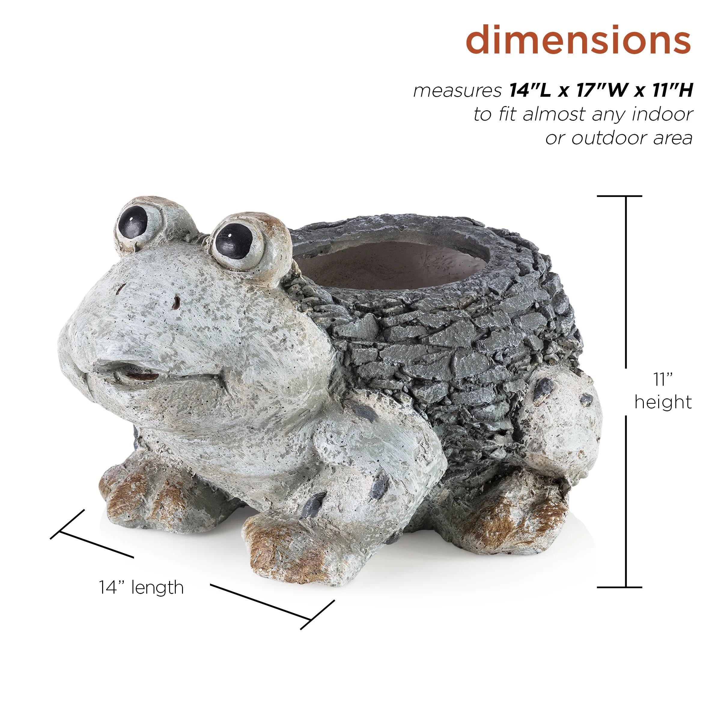 Ceramic Frog Planter, Gray Y589835