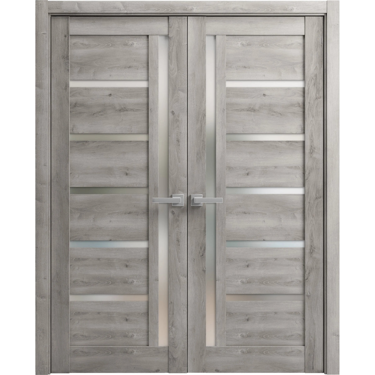 Solid French Double Doors 36 x 84 inches with Frosted Glass E779664