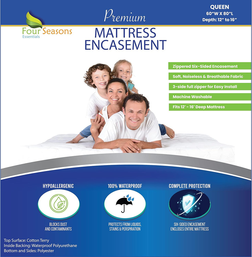 Full Size Zippered Waterproof Cotton Terry Mattress Protector G663