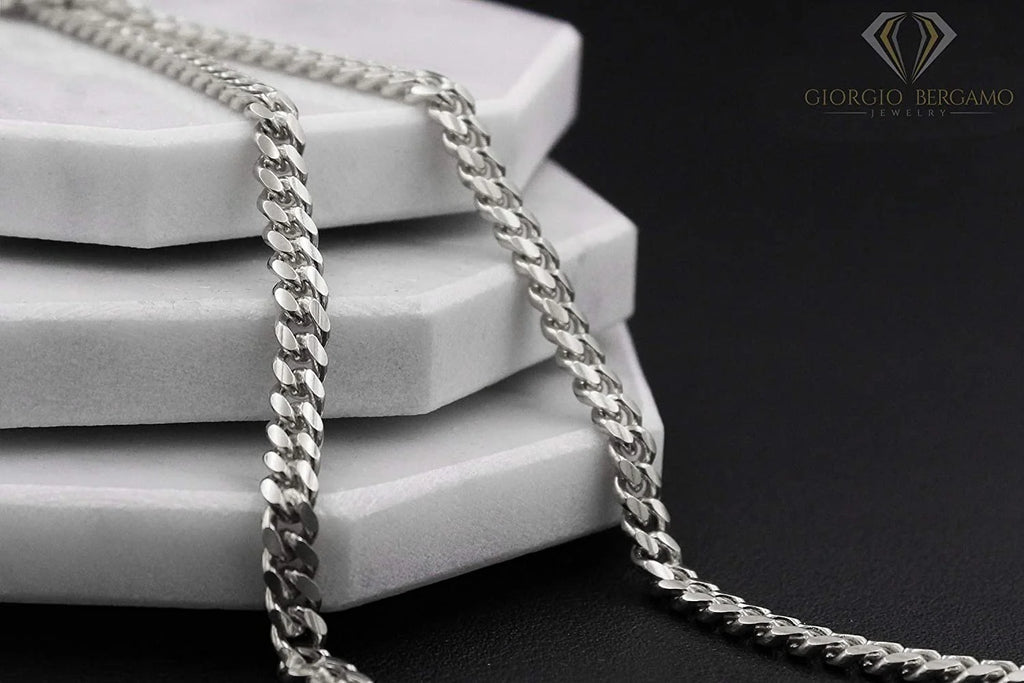 Italian Sterling Silver Miami Cuban Chain Necklace P60056
