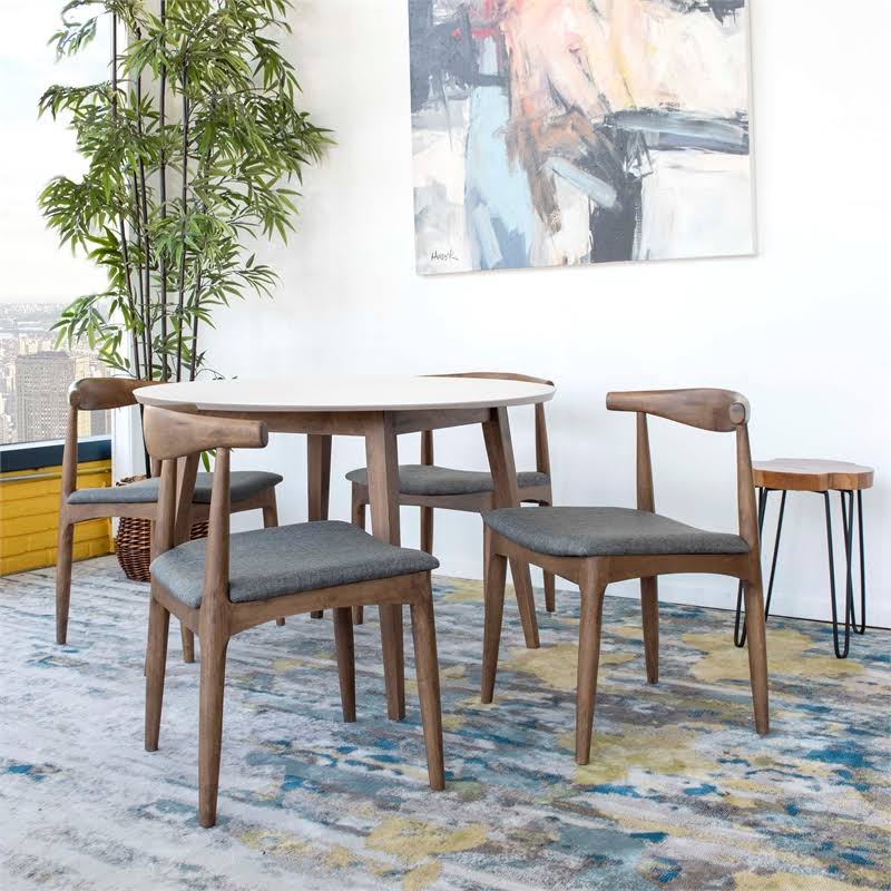 White Top Walnut Dining Table D407582