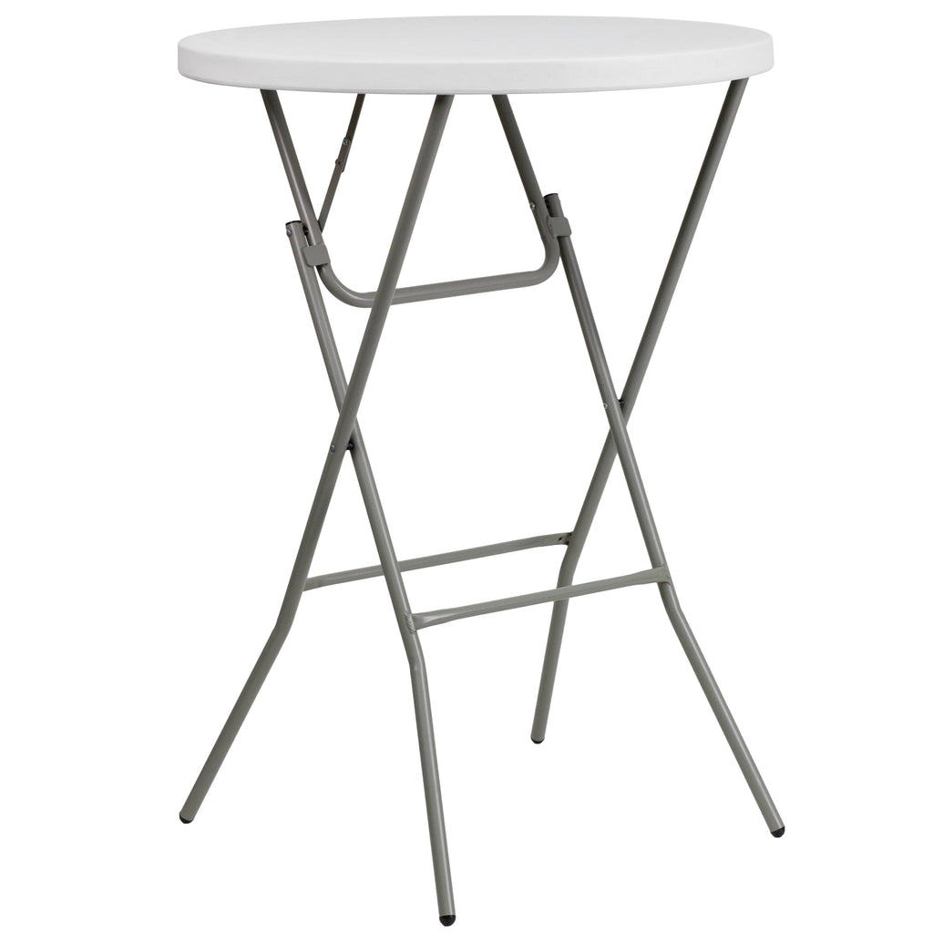 32-Inch Round Granite White Plastic Bar Height Folding Table L419865