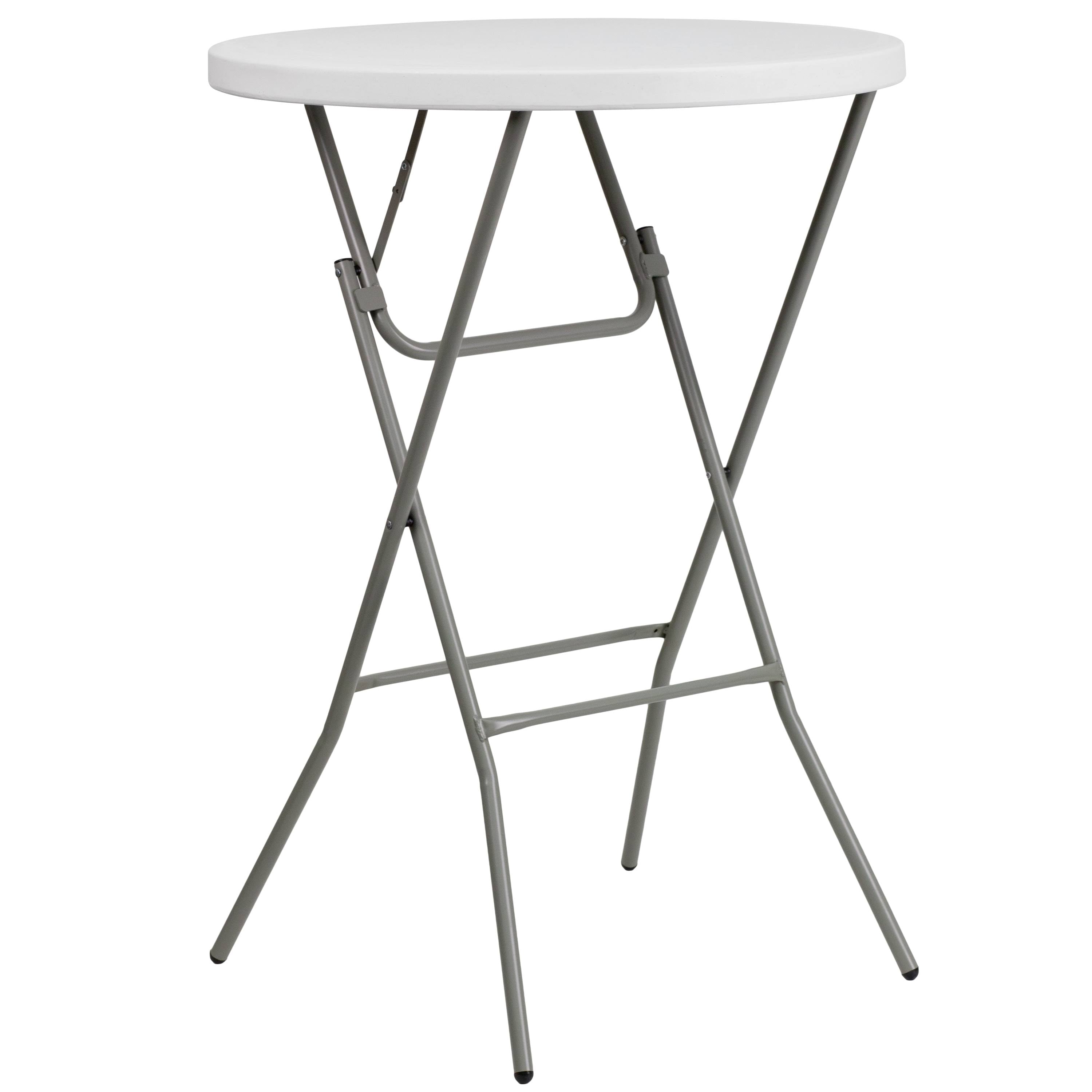 32-Inch Round Granite White Plastic Bar Height Folding Table L419865
