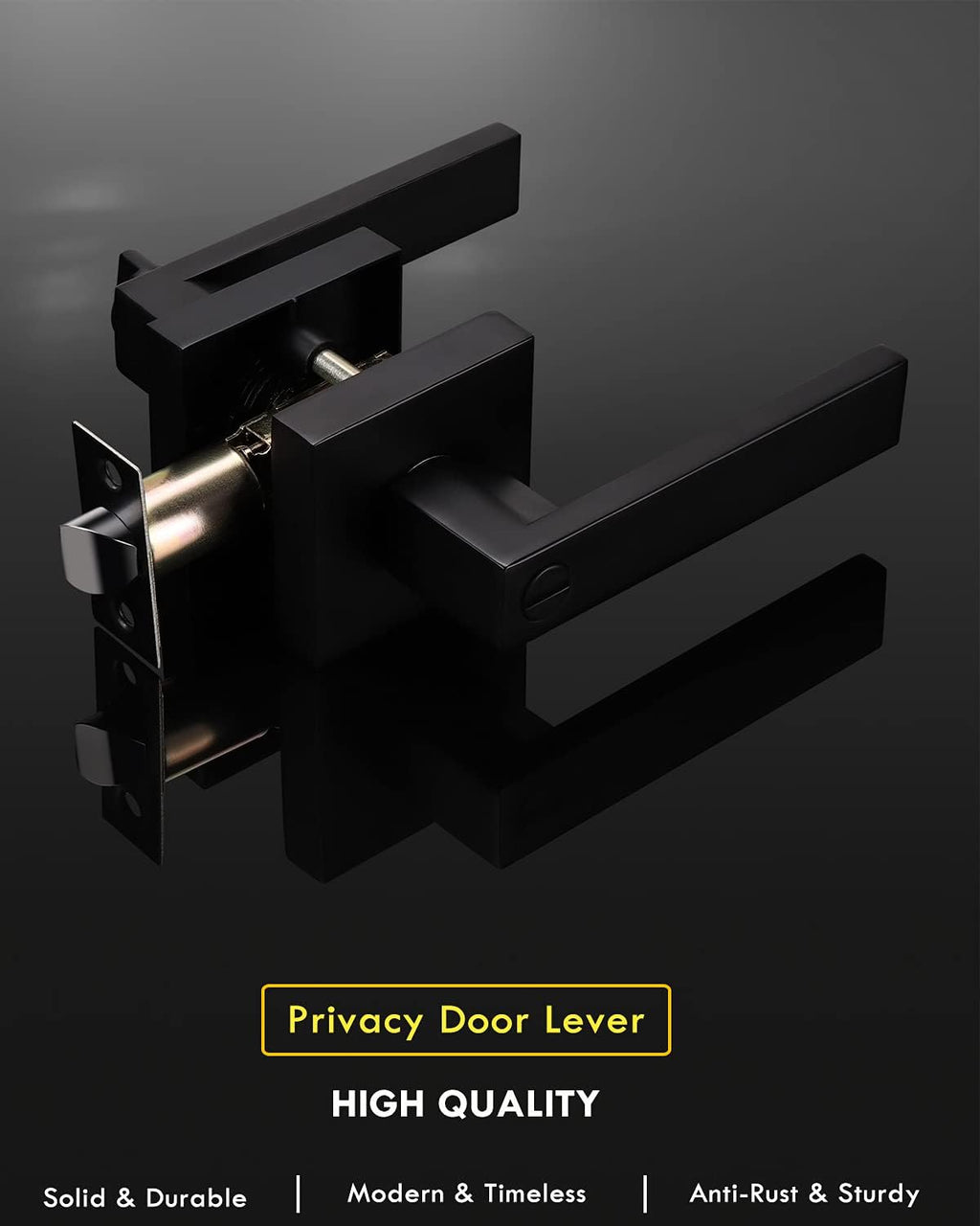 Matte Black Privacy Door Lever with Lock I522