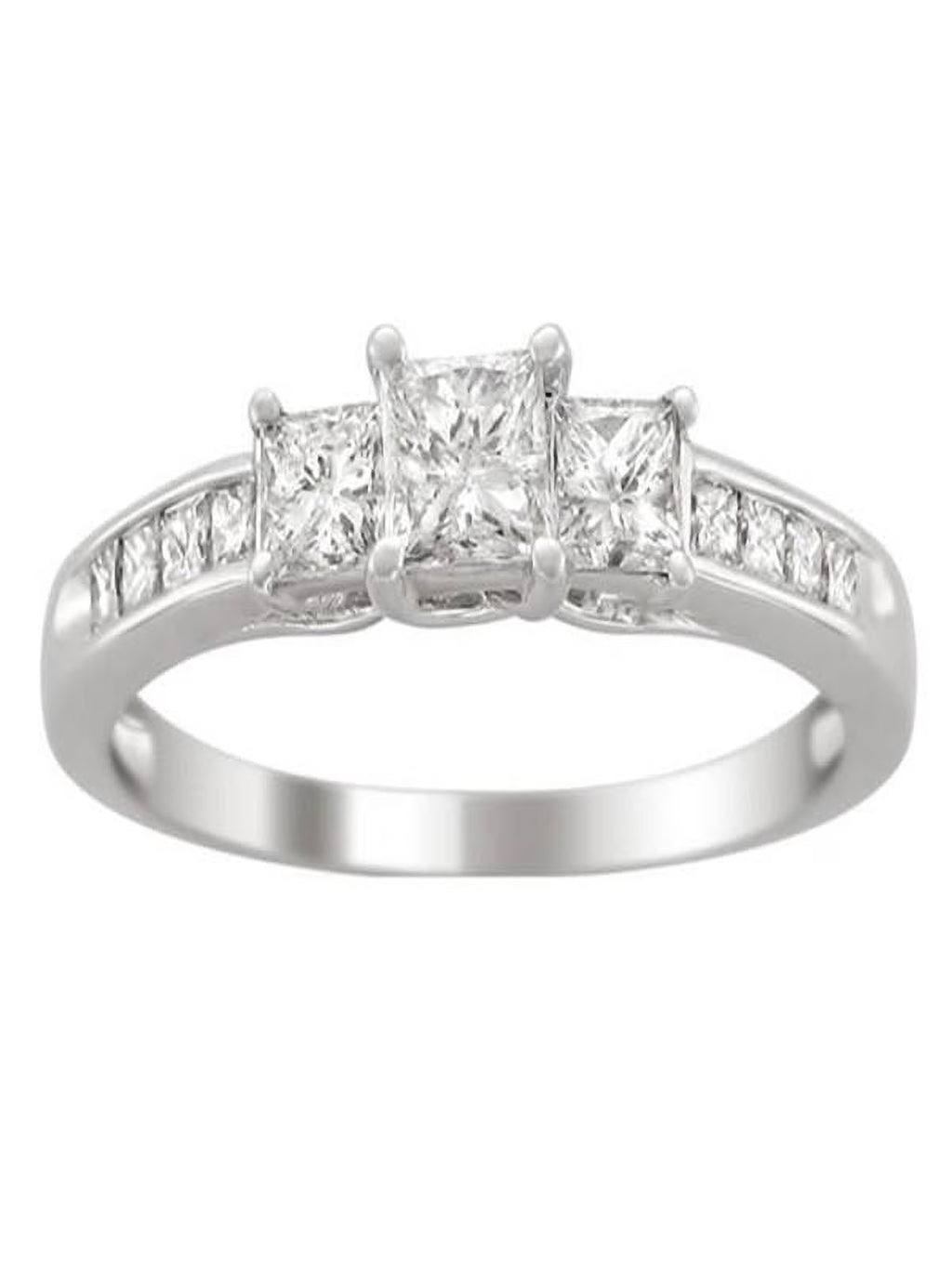 Three Stone Princess Cut Diamond Engagement Ring F725