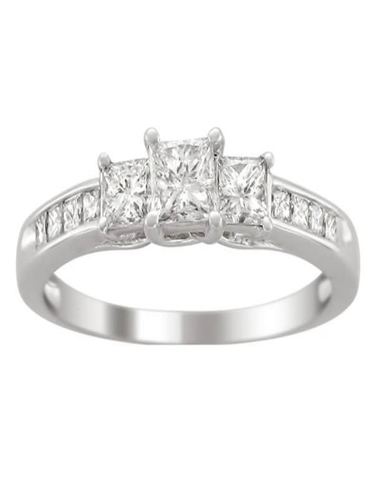 Three Stone Princess Cut Diamond Engagement Ring F725