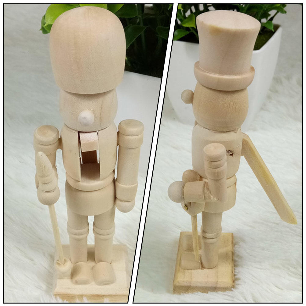 2 Pcs Wooden White Embryo Walnut Soldier Model Toys V9299