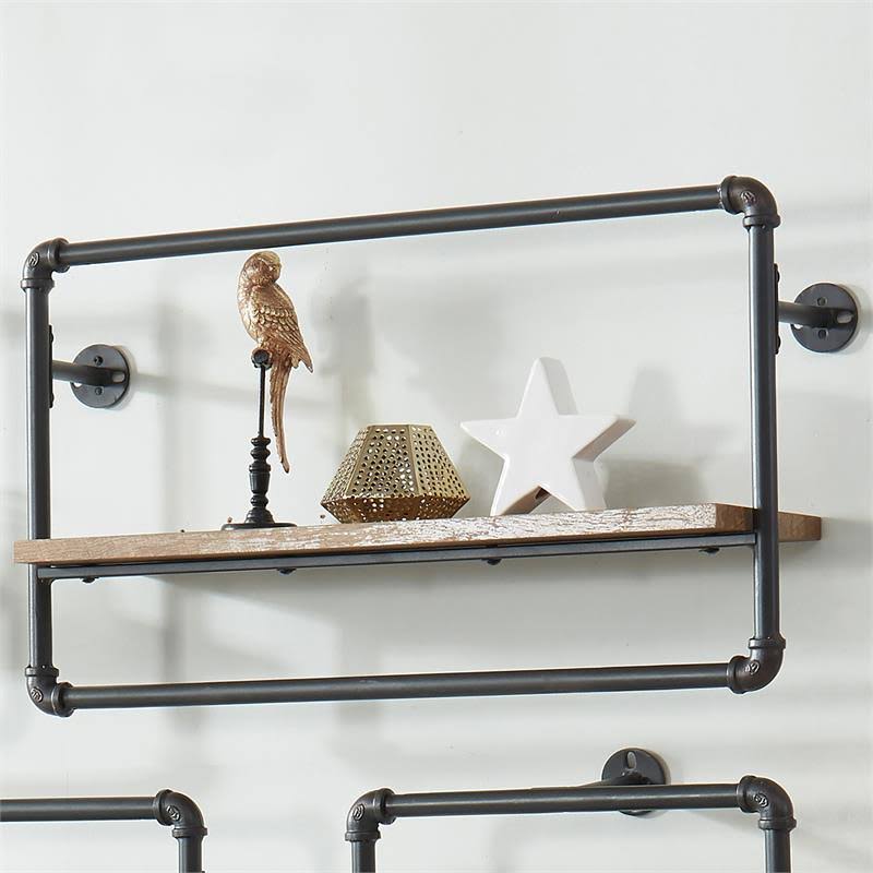 Sand Black Wood Wall Shelf I829