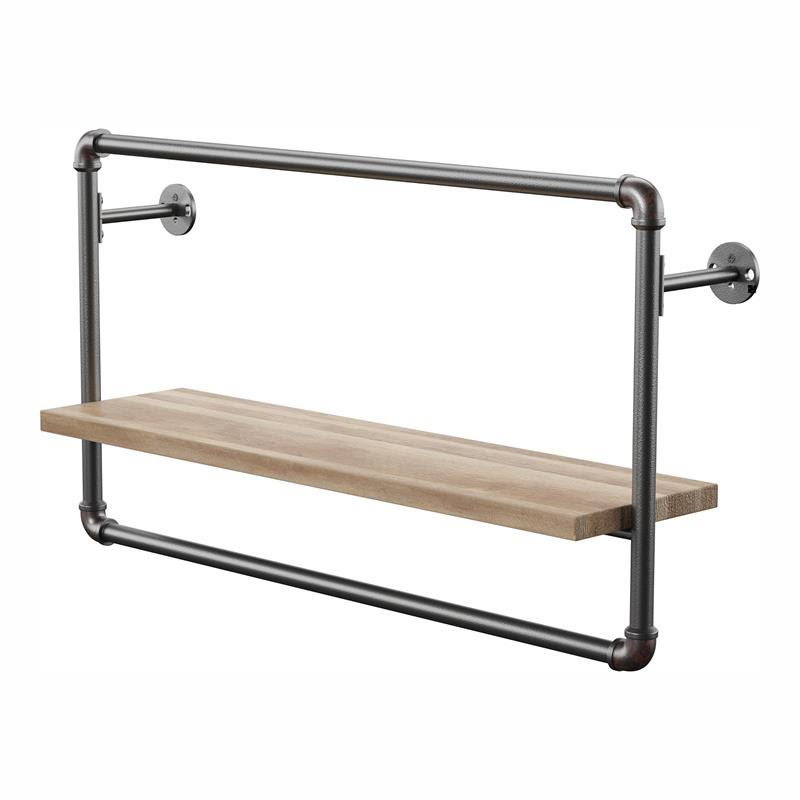 Sand Black Wood Wall Shelf I829