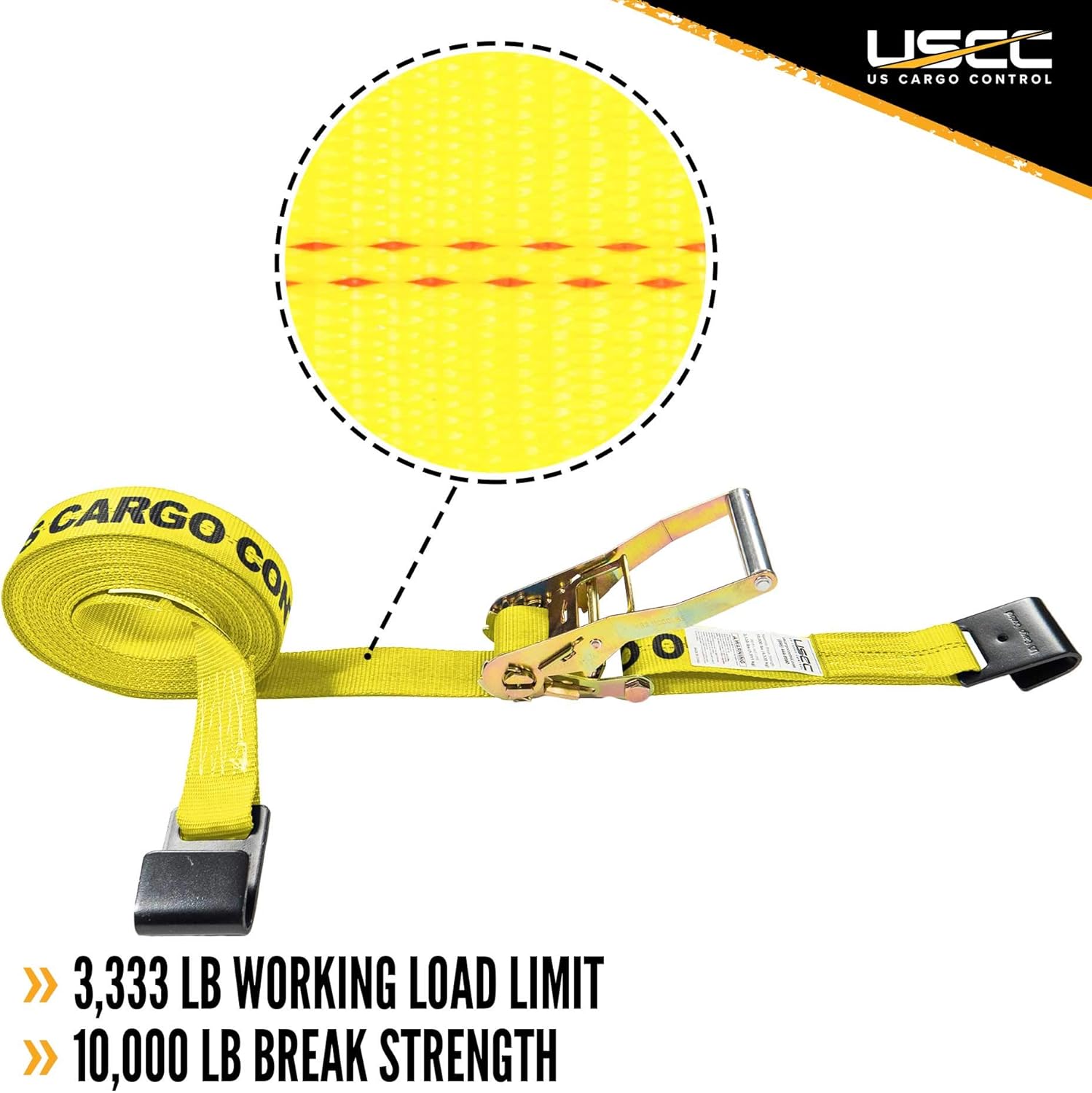 Yellow 2 Inch x 30 Foot Ratchet Straps with Flat Hook, 4 Pack X474246