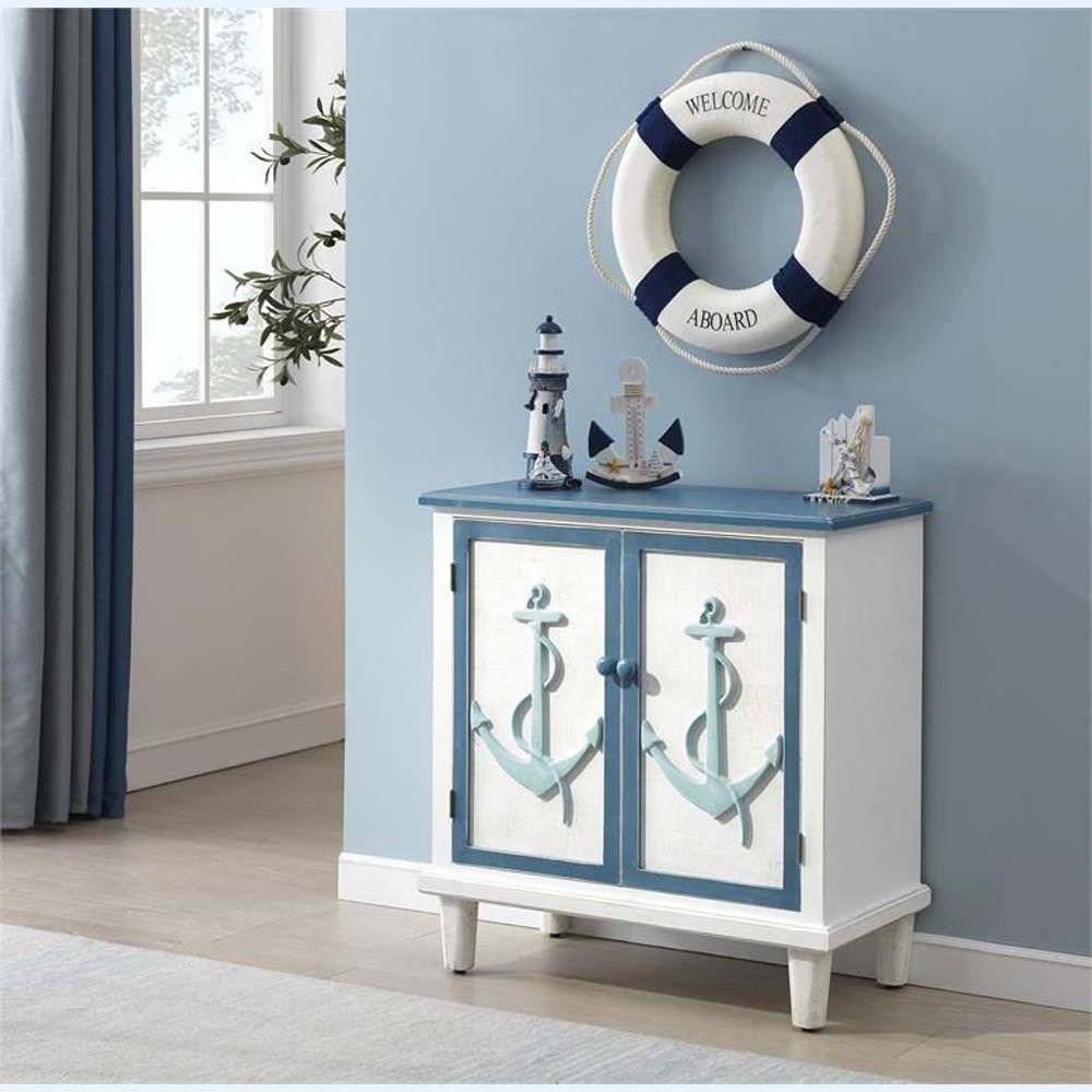 Blue White Two Door Cabinet X60075