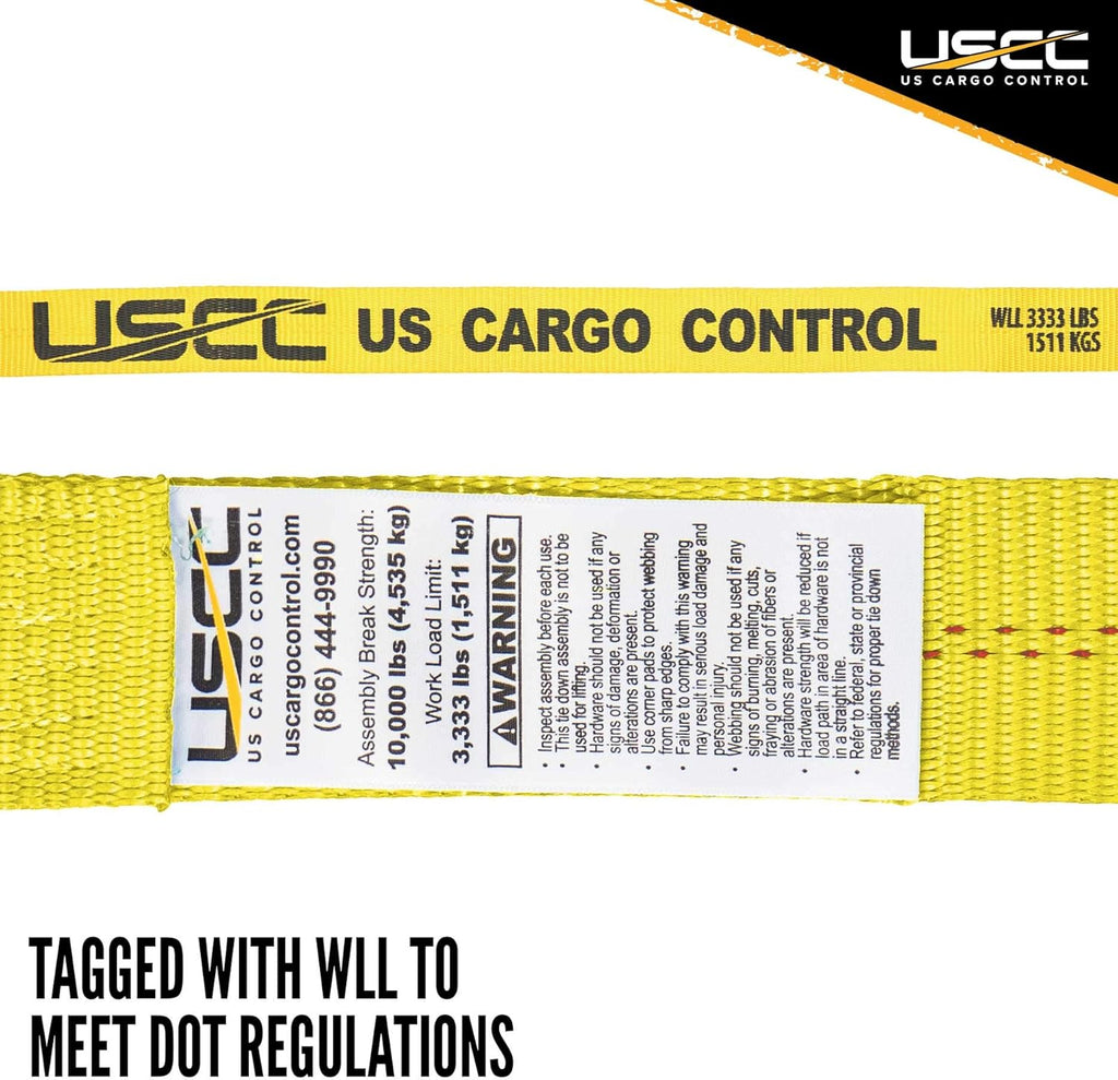 Yellow 2 Inch x 30 Foot Ratchet Straps with Flat Hook, 4 Pack X474246