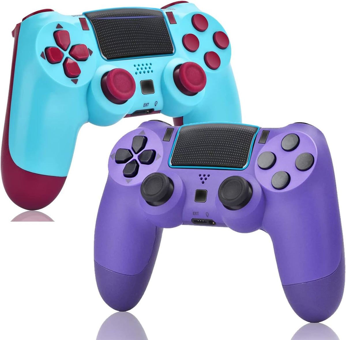 2 Pack Wireless Game Controller for PS4 (Transparent White Blue) V9476