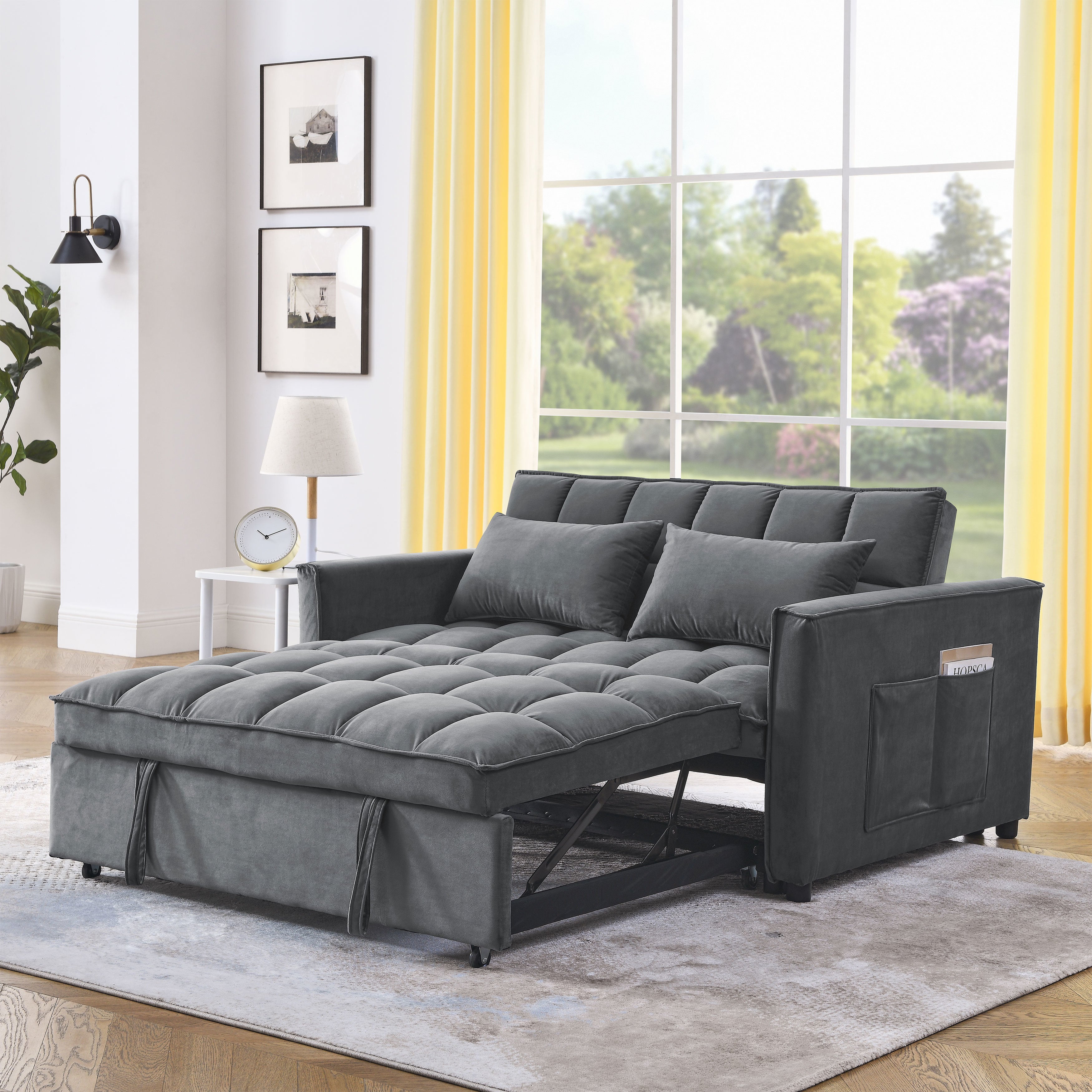 Velvet Beige 3-in-1 Sleeper Sofa E2966