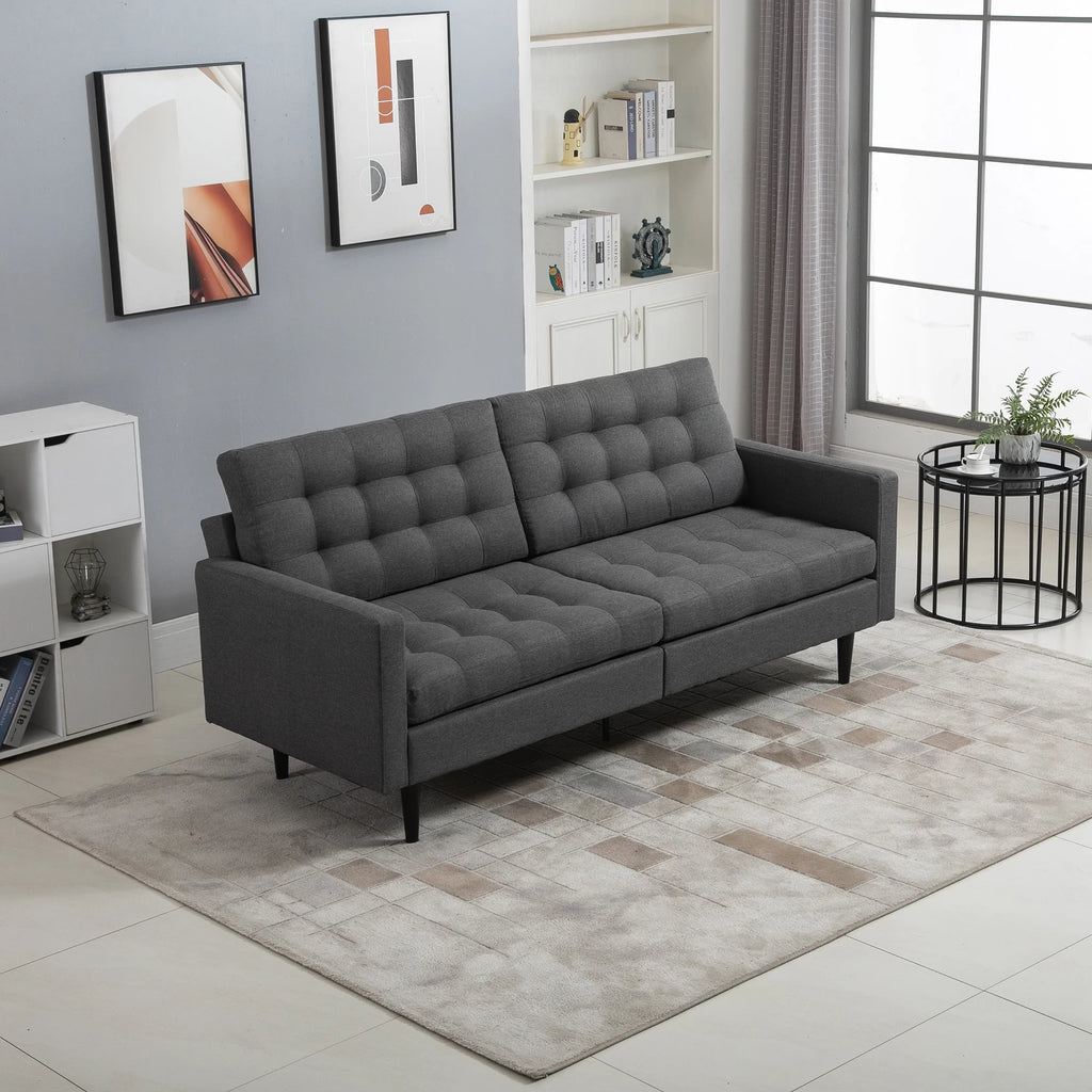 Grey Linen Fabric Convertible Sofa Bed O88930