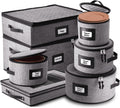 7-Pc. Hard Shell Stackable Storage Containers for Dinnerware with Dividers & Handles J2068
