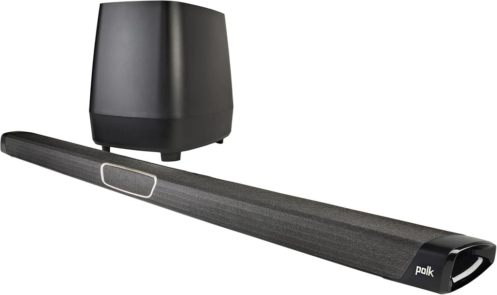 Black Wireless Surround Sound Bar with Subwoofer and Two Speakers T49420
