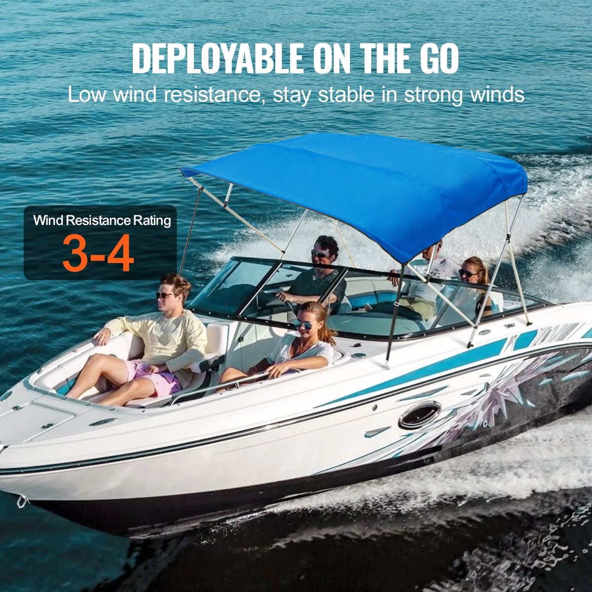 4 Bow Bimini Top Boat Cover 900D Polyester Aluminum Frame 91"-96" W J67575