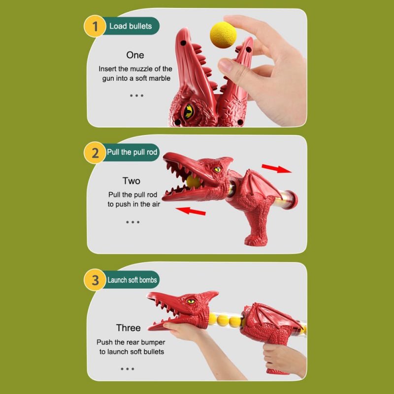 Spray Dinosaur Shooting Toys with 2 Pump Guns, 24 Foam Balls U329