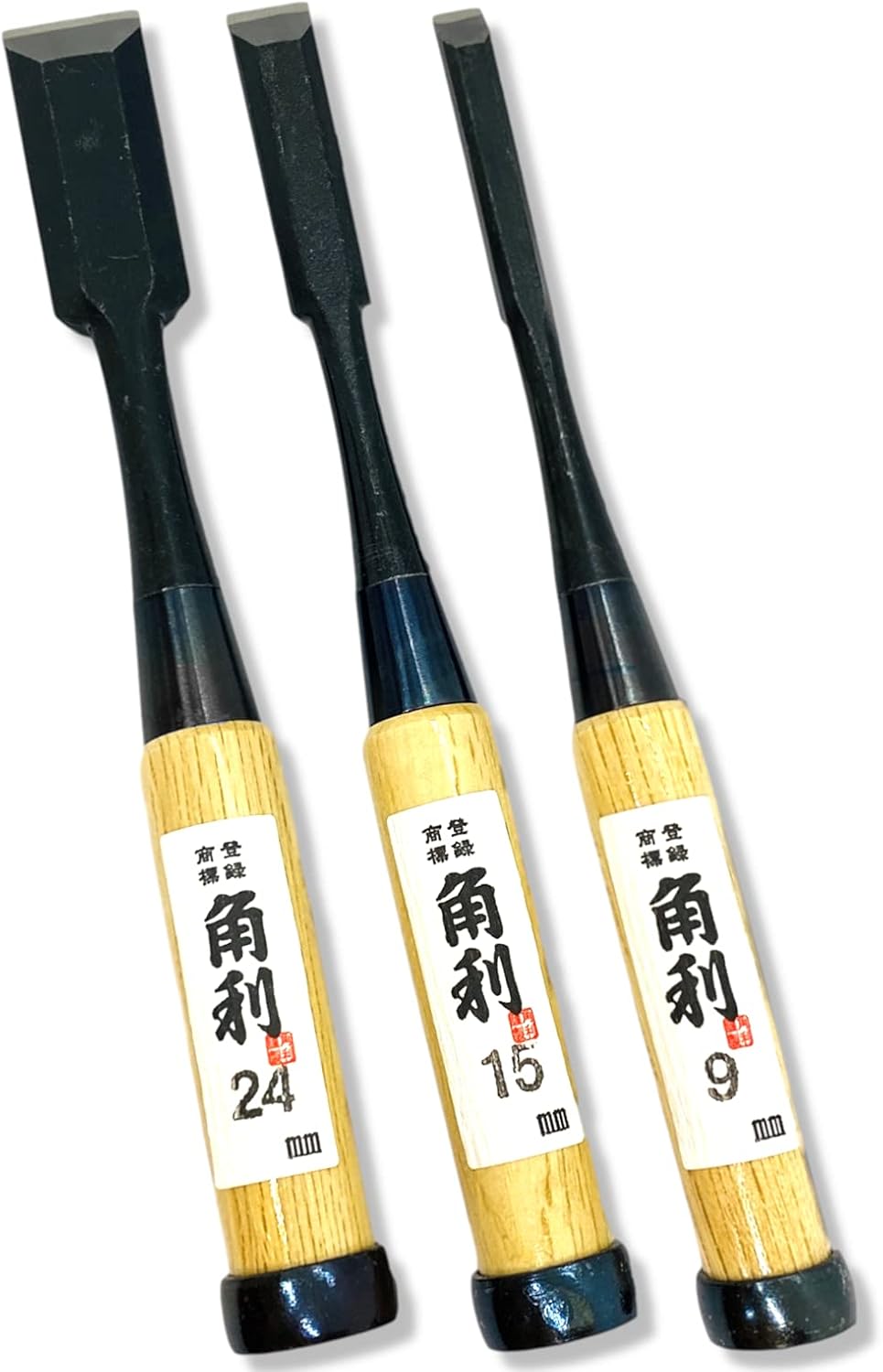 Japanese Wood Chisel Set 3 Piece Carbon Steel White Oak Handle W795247