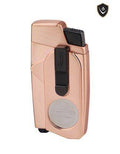Double Flame Lighter with Cutter Copper Gold Satin K61666