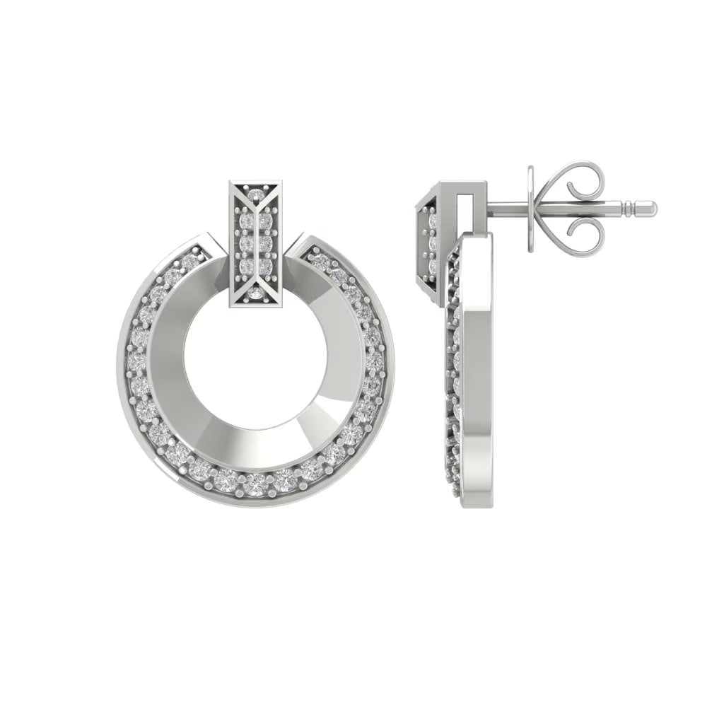 14K White Gold Diamond Cluster Stud Earrings S372247