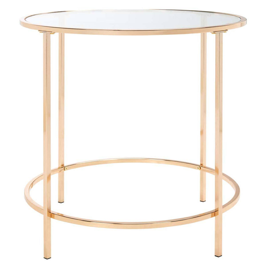 Round Glass Side Table with Polished Gold Frame R97035