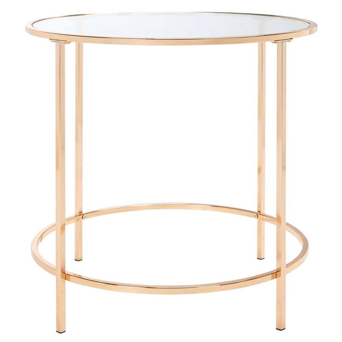 Round Glass Side Table with Polished Gold Frame R97035