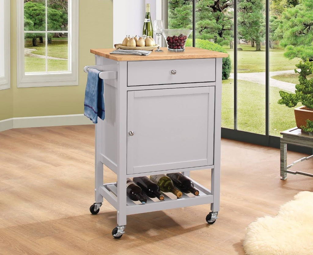 Kitchen Cart with Wooden Top Natural & Gray A7649