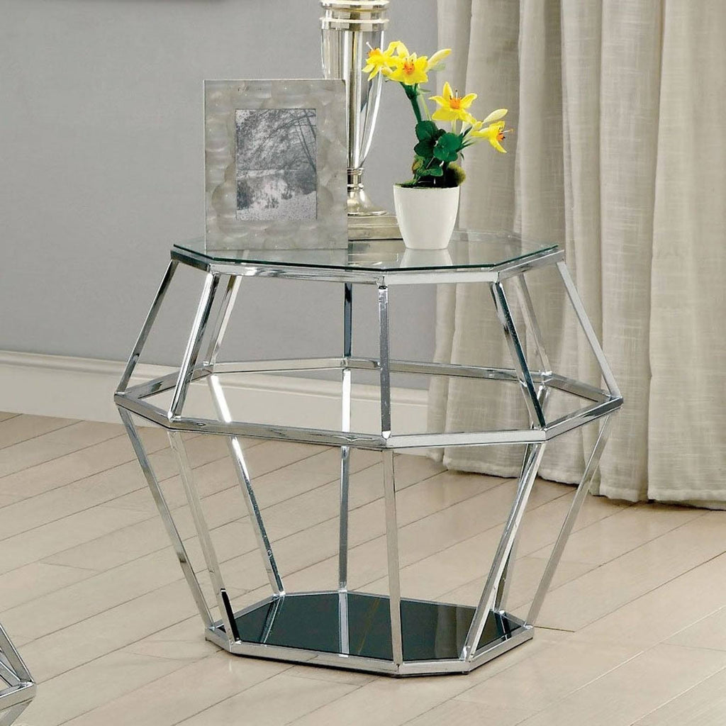 Chrome Glass Top End Table U240