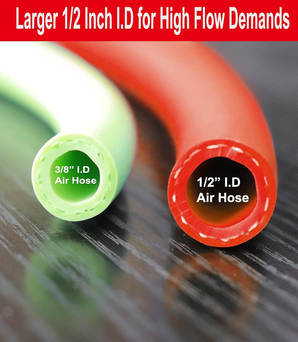 Hybrid Air Hose 1/2-Inch I.D. by 50-Feet Long, 300 PSI, Red, Pack of 2 T4214
