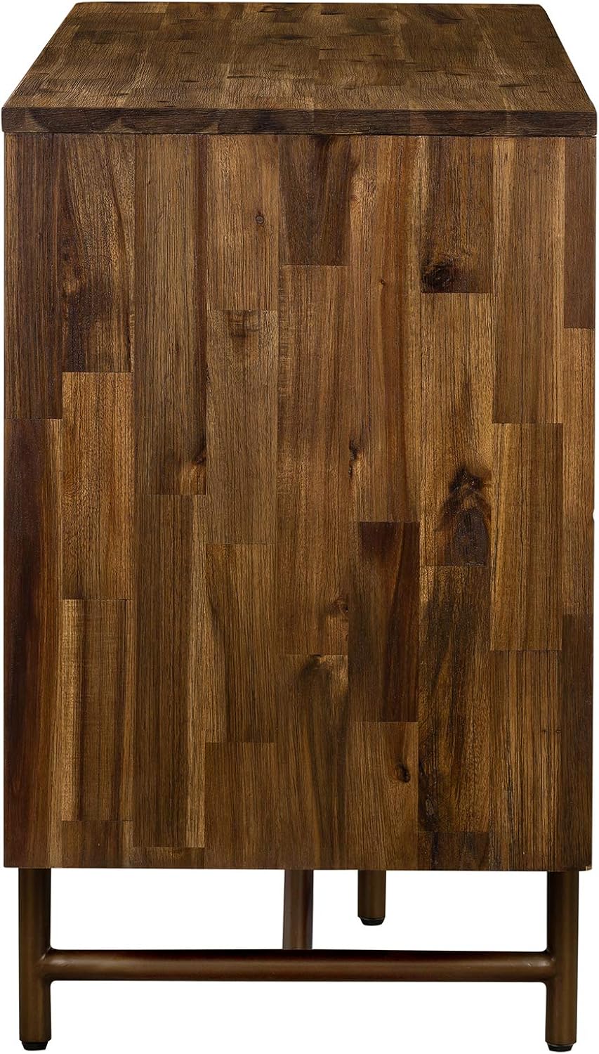 Mixed Wood Dining Buffet Cabinet Credenza Storage 62 Wide Matte Brass P9330