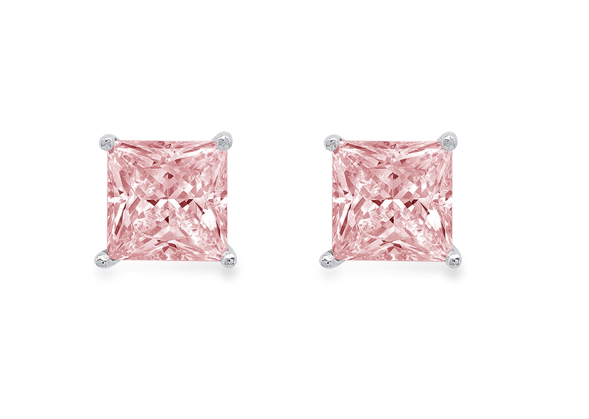 14K White Gold Solitaire Stud Earrings Y7151