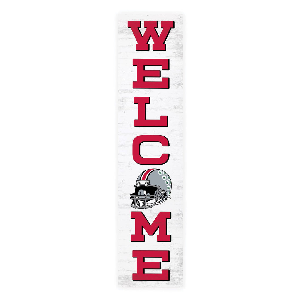Welcome Ohio State University Buckeyes NCAA 47 x 10.5 Birch Wood Vertical Porch Leaner Sign K119618