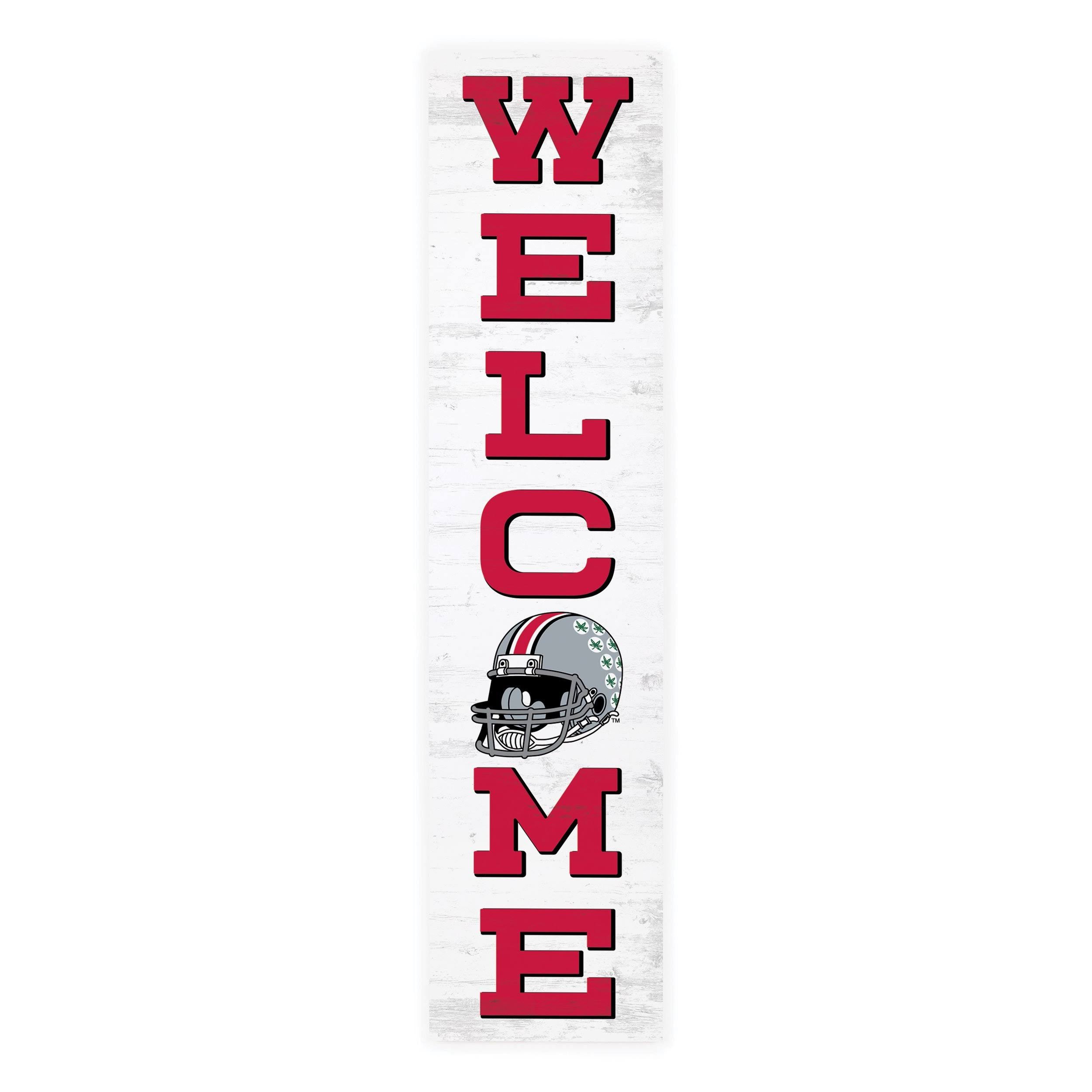 Welcome Ohio State University Buckeyes NCAA 47 x 10.5 Birch Wood Vertical Porch Leaner Sign K119618
