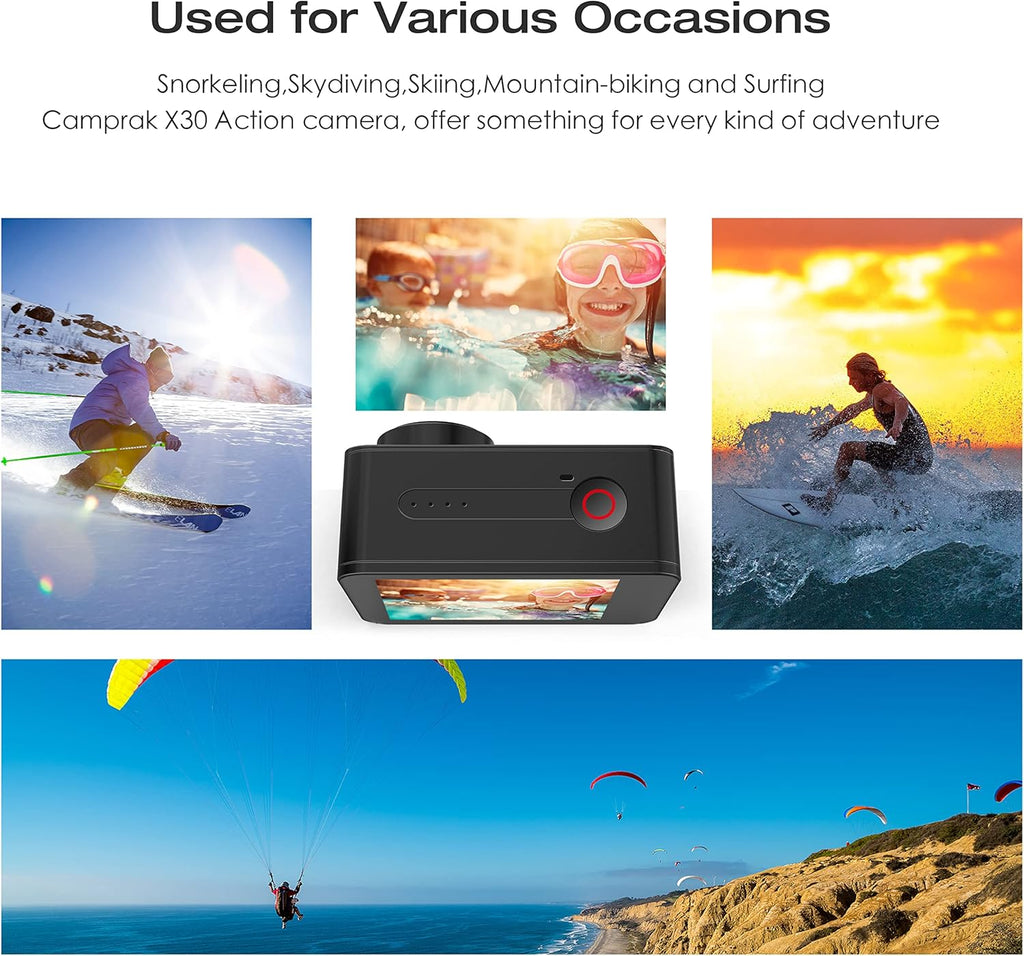 4K 60FPS 20MP Waterproof Action Camera with Touch Screen and 2 Batteries G606