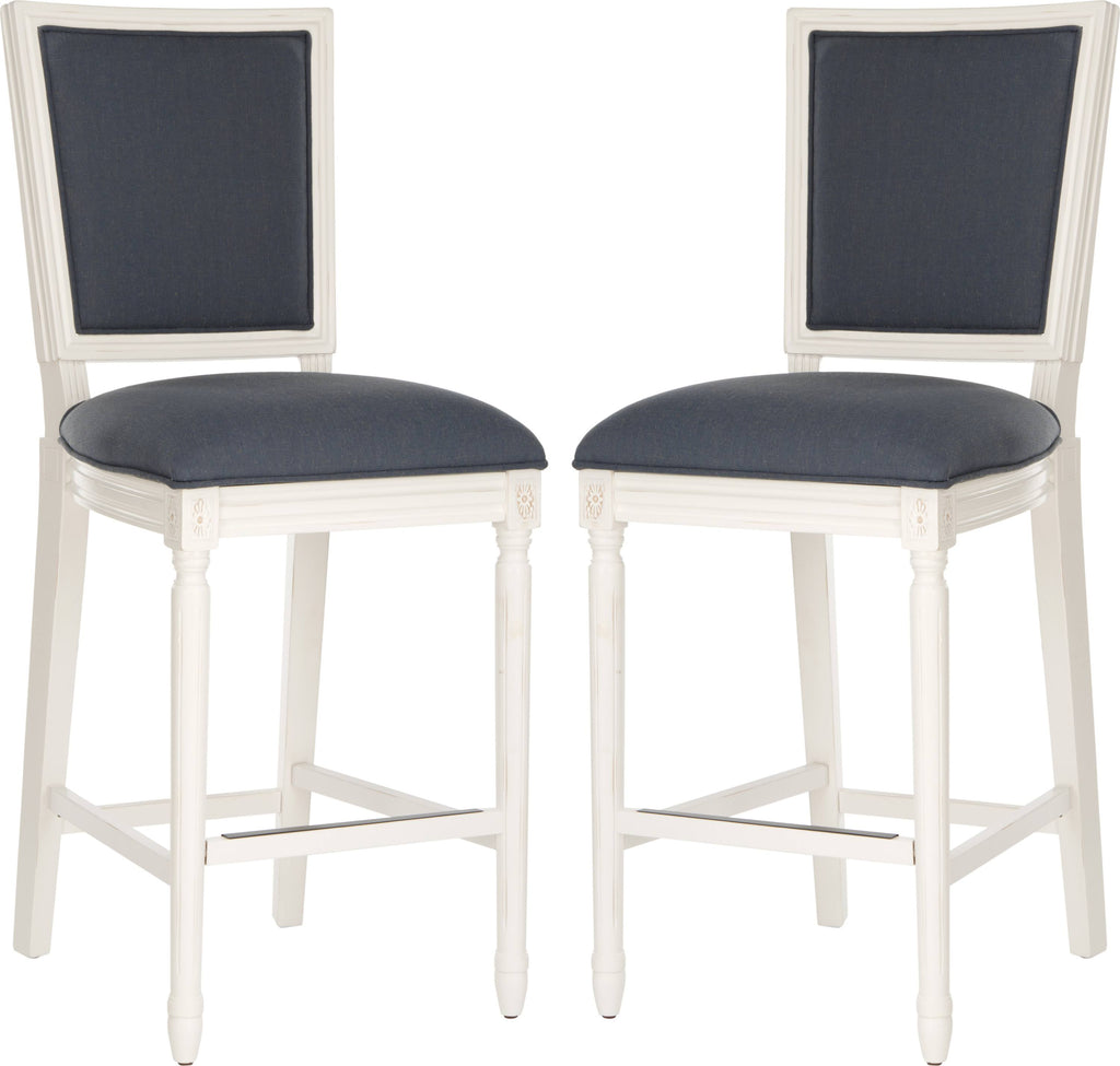 Navy/Cream Rectangle Bar Stool (Set of 2) C83999