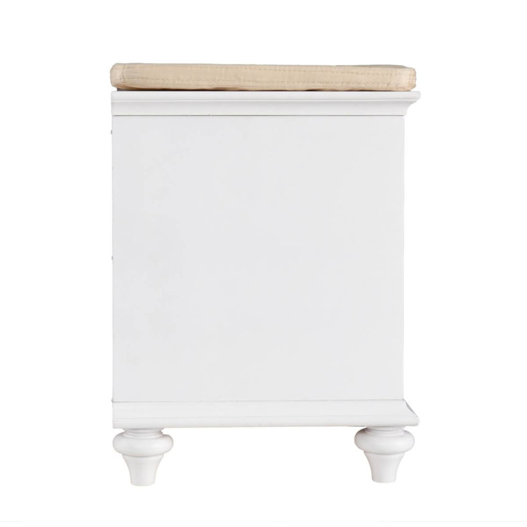 White Bench with Rattan Baskets C83281