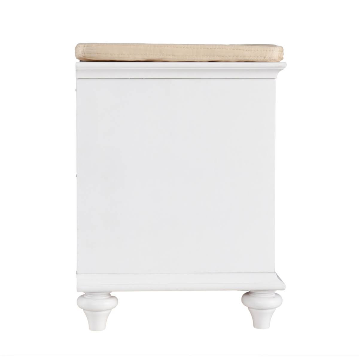 White Bench with Rattan Baskets C83281
