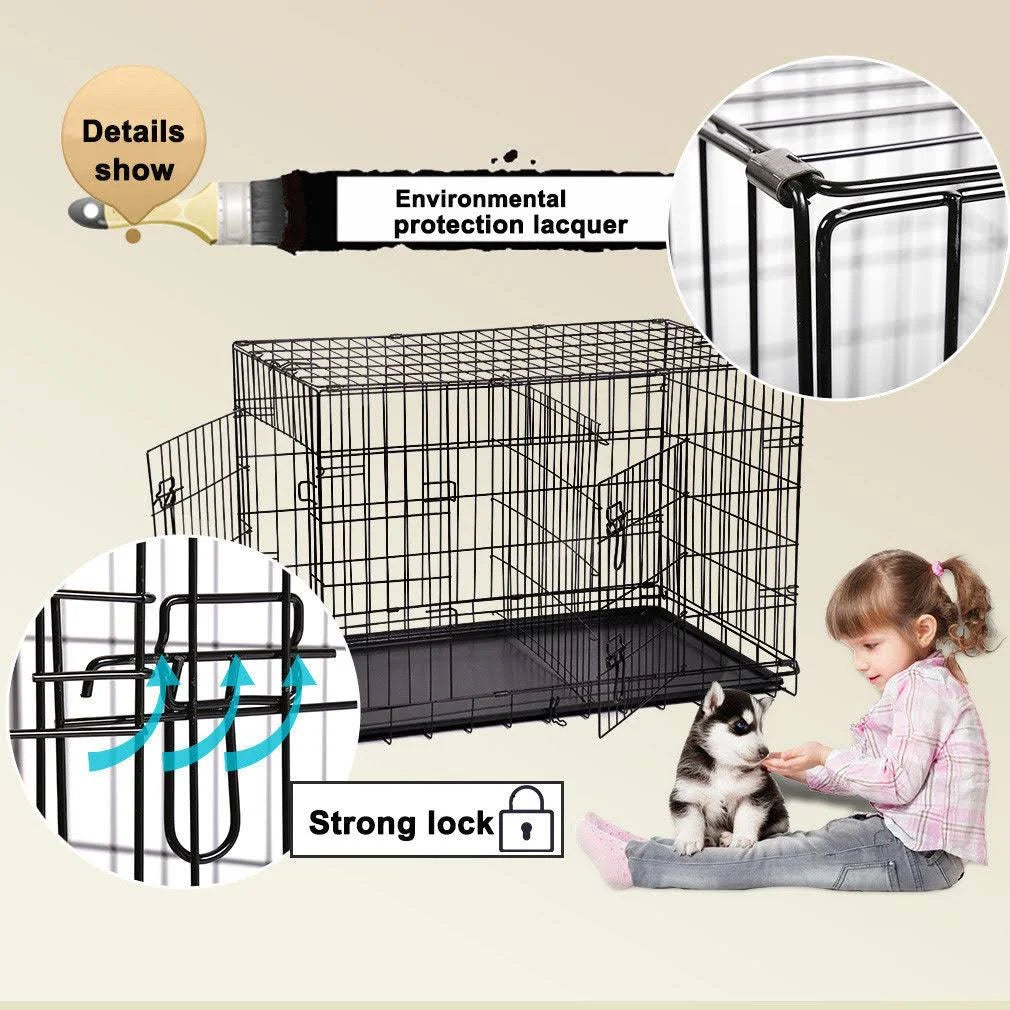 42x22 Pet Folding Dog Crate Kennel with ABS Tray U865724