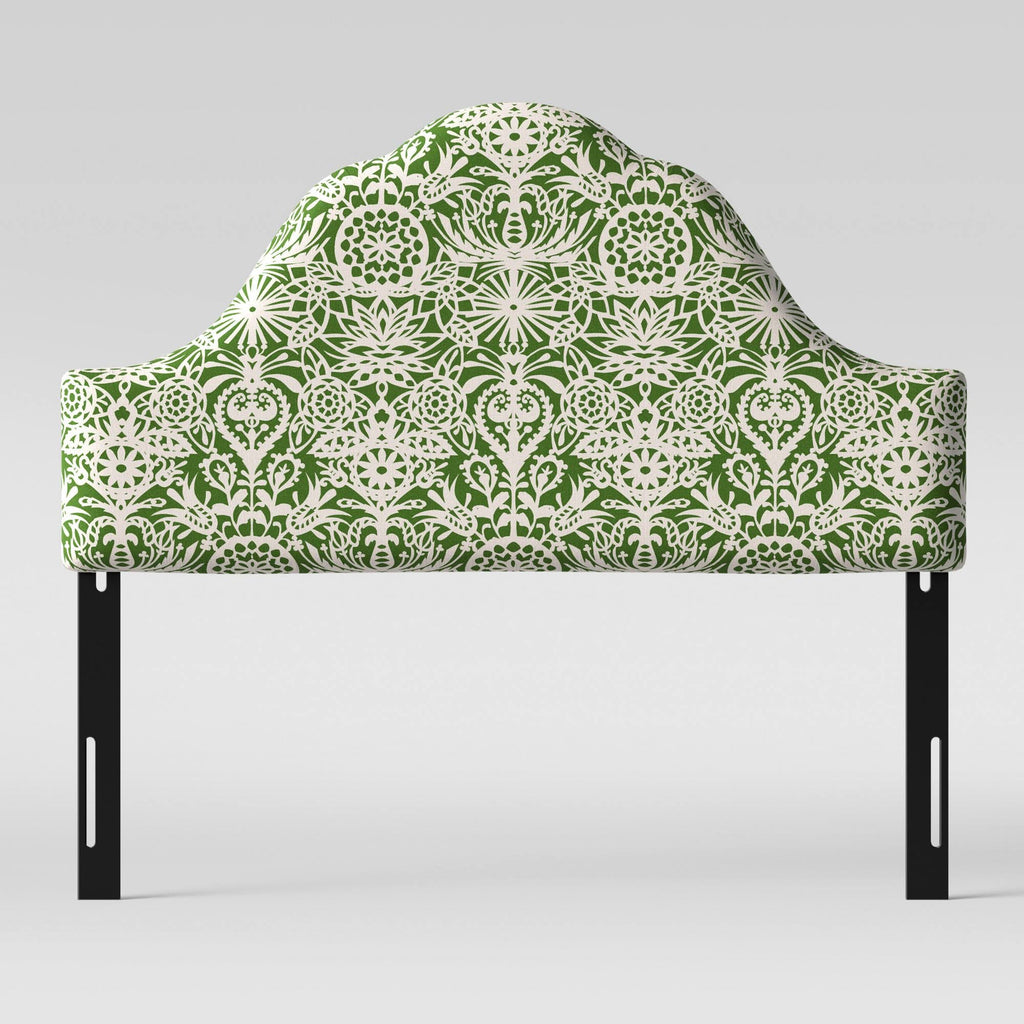 Arched Headboard Green White Floral D634
