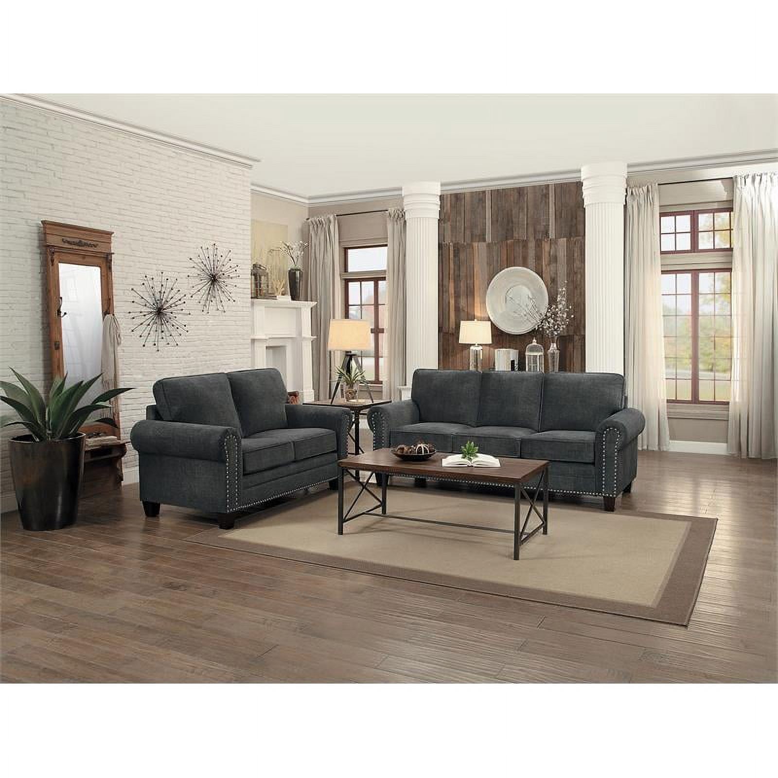 Dark Gray Microfiber Loveseat W886785
