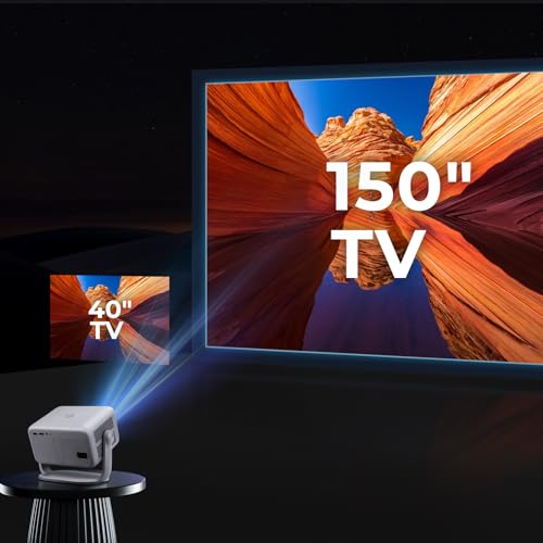 Smart Projector with WiFi and Bluetooth, 600 ANSI Native 1080P, 360° Rotation 4K Support D563173